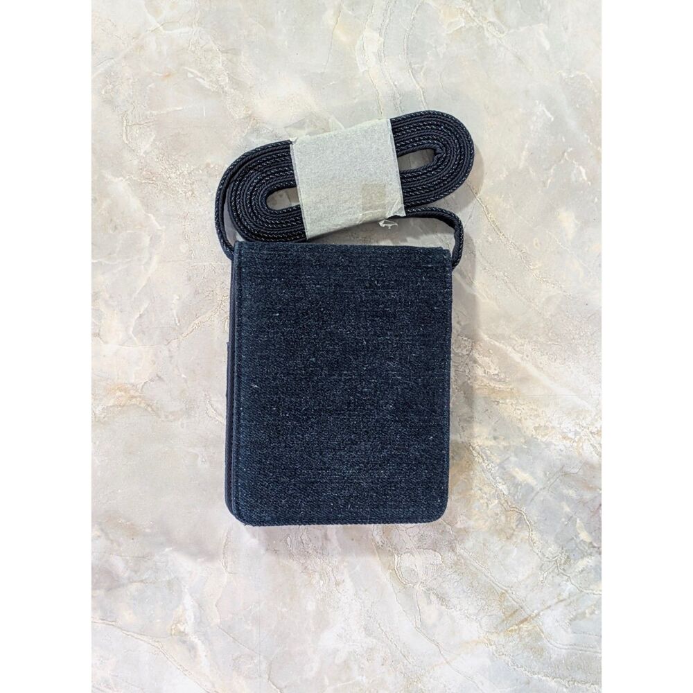 Denim wallet mini purse - Kitten and Shimmery Red 'Yarn' with removable strap - Picture 5 of 7